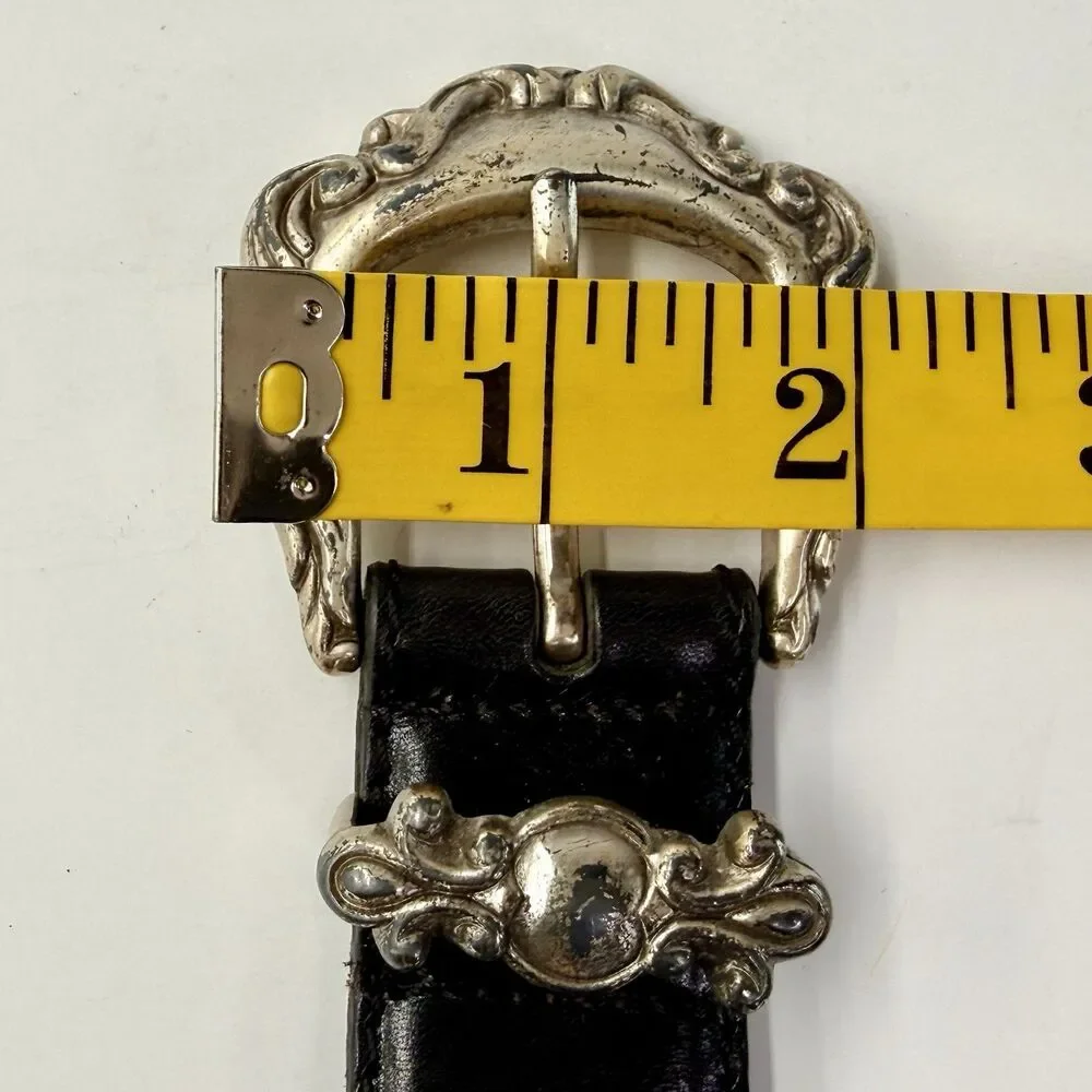 Vintage FOSSIL Black Leather Belt 31-35